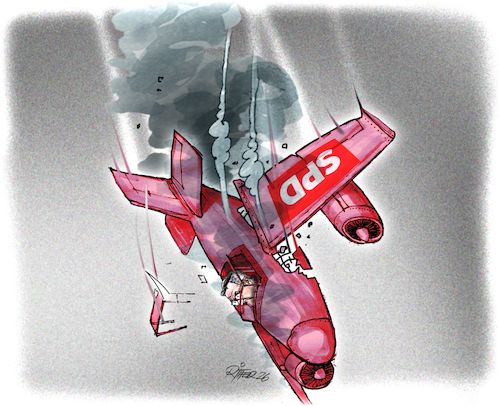 Cartoon: Triebwerkprobleme (medium) by Ritter-Cartoons tagged spd,schweitzer,vor,rlp,wahl,im,sinkflug,presse,karikaturen,von,berthold,ritter,cartoons,spd,schweitzer,vor,rlp,wahl,im,sinkflug,presse,karikaturen,von,berthold,ritter,cartoons