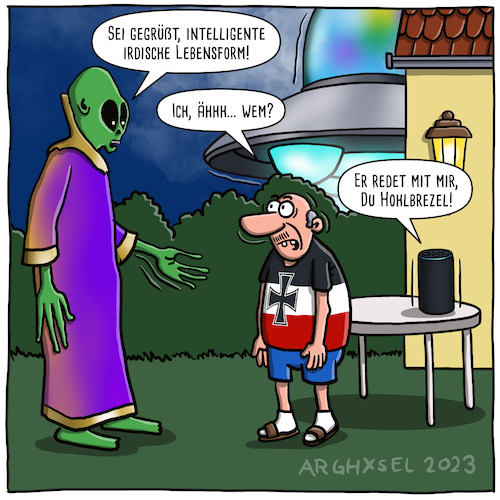 Cartoon: Alexa Nazis und Aliens (medium) by Arghxsel tagged alexa,nazi,rassist,reichsbürger,intelligenz