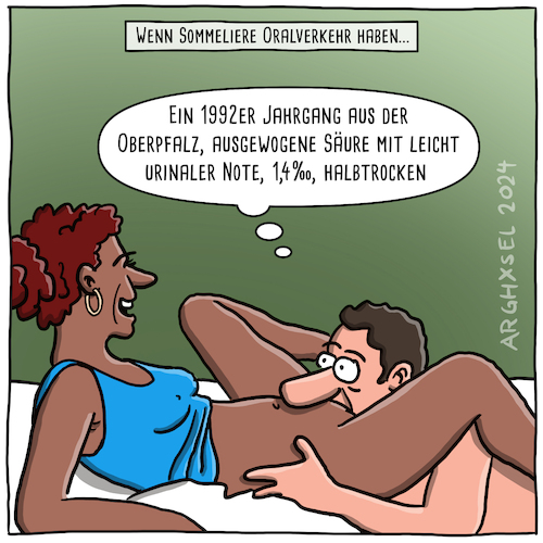 Cartoon: Sommelier beim Oralverkehr (medium) by Arghxsel tagged liebe,sexualität,selbstbefriedigung,pornografie,paarung,bett,fortpflanzung,doggystyle,nackt,film,pornofilm,internet,sexismus,belästigung,fellatio,lecken,liebe,sexualität,selbstbefriedigung,pornografie,sex,paarung,bett,fortpflanzung,doggystyle,nackt,film,pornofilm,internet,sexismus,belästigung,fellatio,lecken