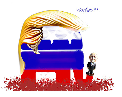 Cartoon: Der Elefantenflüsterer 2 (medium) by MorituruS tagged gop,logo,elefant,elephant,grand,old,party,republicans,republikaner,usa,lincoln,roosevelt,nixon,reagan,trump,wahlsieger,wladimir,putin,ww3,trollfabrik,einflussnahme,russland,wahlbetrug,stolen,election,wahlbeeinflussung,stop,the,steal,trolle,fancy,bear,cozy,diktatur,demokratur,rechtsstaatlichkeit,rechtspopulismus,blutbad,karikatur,cartoon,moriturus