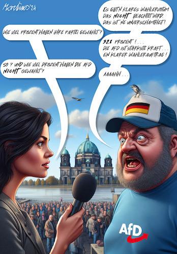 Cartoon: Klares Wählervotum!? (medium) by MorituruS tagged landtagswahl,thüringen,sachsen,afd,stärkste,kraft,populismus,phrasen,migration,krisengewinnler,wähler,koalitionsbildung,brandmauer,cdu,björn,höcke,faschist,demokratie,wählerauftrag,tiktok,junge,menschen,strategie,reichweite,soziale,medien,social,media,plattform,millionen,aufrufe,kurzvideo,cartoon,karikatur,moriturus