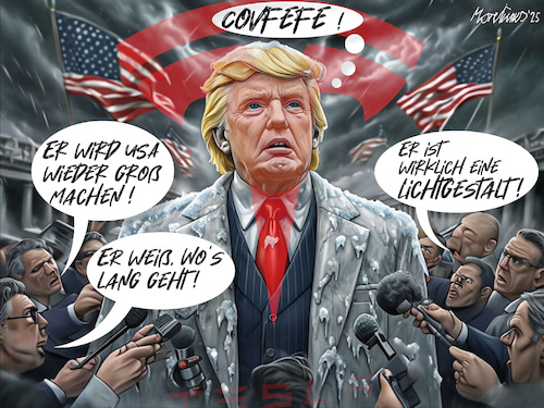 Cartoon: Neue Lichtgestalt im Oh-Office (medium) by MorituruS tagged usa,amerika,us,präsident,rückbau,politik,joe,biden,demokraten,republikaner,amtseid,goldenes,zeitalter,düstere,zeiten,frostiges,klima,washington,minusgrade,eisige,temperature,kälte,eisig,eis,ice,feierlichkeiten,drinnen,amtseinführung,gezeter,besucherzahlen,ankündigungen,toll,zoll,dekrete,abschiebung,deportation,migration,mexico,tiktok,inauguration,project,2025,maga,gop,president,cartoon,karikatur,moriturus,make,america,great,again,tesla,elon,musk,deal,superdeal