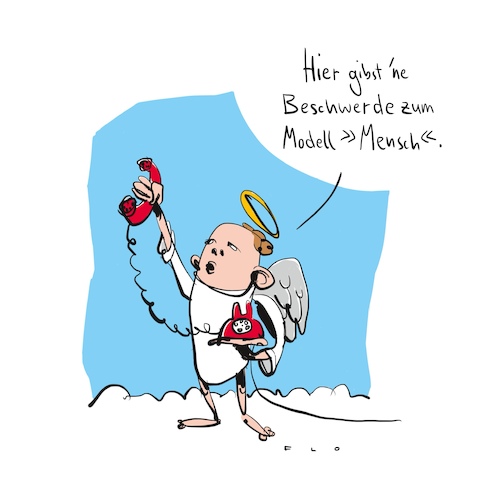 Cartoon: Beschwerde (medium) by F L O tagged himmel,gott,engel,telefon,beschwerde,wolken,mensch,katastrophen,umweltverschmutzung,artensterben,himmel,gott,engel,telefon,beschwerde,wolken,mensch,katastrophen,umweltverschmutzung,artensterben