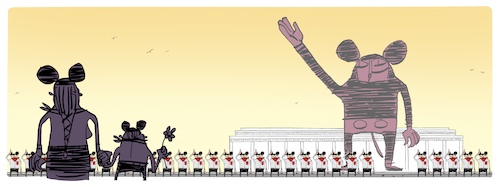 Cartoon: Lang lebe Mickey (medium) by F L O tagged film,mickey,mouse,maus,diktator,statue,disney,ohren,verehrung,kult,film,mickey,mouse,maus,diktator,statue,disney,ohren,verehrung,kult