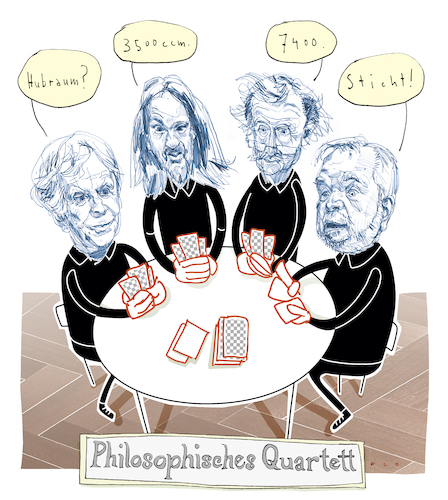Cartoon: Philosophisches Quartett (medium) by F L O tagged auto,quartett,auto,quartett,philosophisches