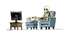 Cartoon: Homo Streamens (small) by F L O tagged tv,fernsehen,skelett,streaming