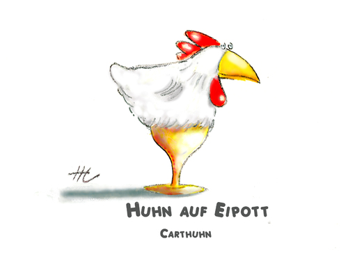 Cartoon: Huhn auf Eipott (medium) by Henrich tagged natürlch