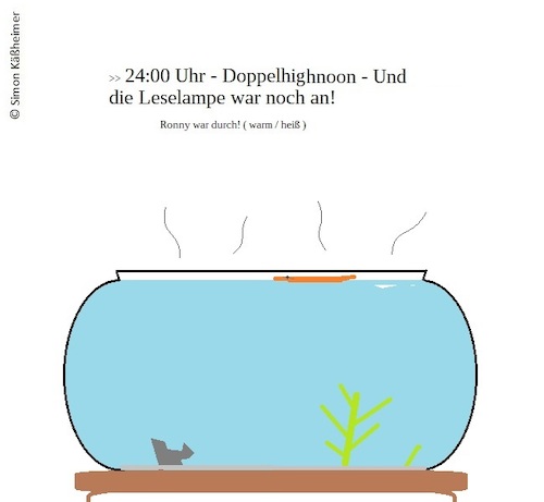 Cartoon: Dopplehighnoon im Fischglas (medium) by Flymon tagged fisch,goldfisch