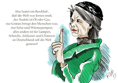Cartoon: Außenpolitik (medium) by Rudissketchbook tagged am,deutschen,wesen,soll,die,welt,genesen