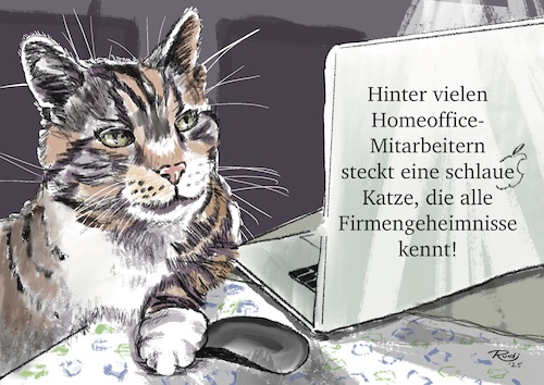 Cartoon: Homeoffice (medium) by Rudissketchbook tagged homeoffice,katze,boss,firma,firmengeheimnis