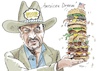 Cartoon: American Dream (small) by Rudissketchbook tagged usa,reise,markus,söder,csu,essen,foodblocking,hamburger