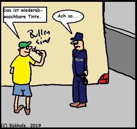 Cartoon: Ach so... (medium) by Sven1978 tagged wandschmiererei,jugend,polizei,respektlosigkeit,gesellschaft