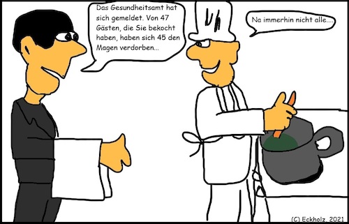 Cartoon: Beschwerde... (medium) by Sven1978 tagged beschwerde,koch,magenverstimmung,restaurant,reklamation,gesellschaft