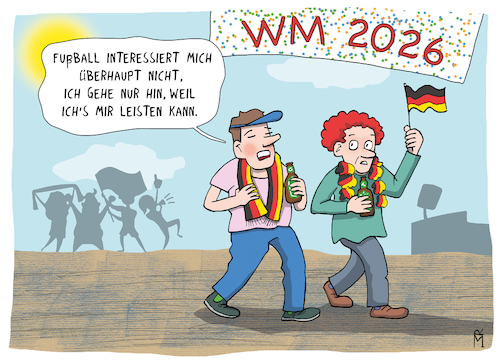 Cartoon: WM 2026 (medium) by Rebecca-Meyer tagged desinteresse,am,spiel,demonstrativer,wohlstand,distanzierte,haltung,ironische,selbstinszenierung,statussymbol,stadionbesuch,luxus,ohne,leidenschaft,beobachterin,statt,fan,kühle,arroganz,subtile,provokation,ästhetischer,blick,auf,spieler,soziale,abgrenzung,gelangweilte,eleganz,wm,2026,globale,bühne,internationales,publikum,fantrubel,fahnenmeer,überteuerte,tickets,vip,loge,eventkultur,medienrummel,inszenierung,sport,geldtribüne,reichweite,kaufkraft,zuschauergeld,prestigeblick,statusplatz,luxusplatz,geldticket,teures,dabeisein,reicher,abstand,bezahlter,geld,kaufen,fiebern,preis,passion,desinteresse,am,spiel,demonstrativer,wohlstand,distanzierte,haltung,ironische,selbstinszenierung,statussymbol,stadionbesuch,luxus,ohne,leidenschaft,beobachterin,statt,fan,kühle,arroganz,subtile,provokation,ästhetischer,blick,auf,spieler,soziale,abgrenzung,gelangweilte,eleganz,wm,2026,globale,bühne,internationales,publikum,fantrubel,fahnenmeer,überteuerte,tickets,vip,loge,eventkultur,medienrummel,inszenierung,sport,geldtribüne,reichweite,kaufkraft,zuschauergeld,prestigeblick,statusplatz,luxusplatz,geldticket,teures,dabeisein,reicher,abstand,bezahlter,geld,kaufen,fiebern,preis,passion