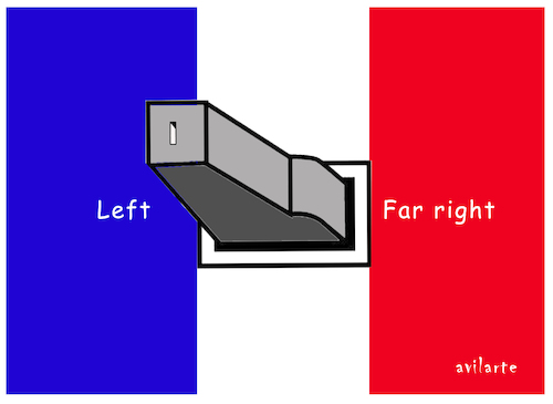 Cartoon: Left on and far right off (medium) by Avilarte tagged france,election,right,left,lepen,far