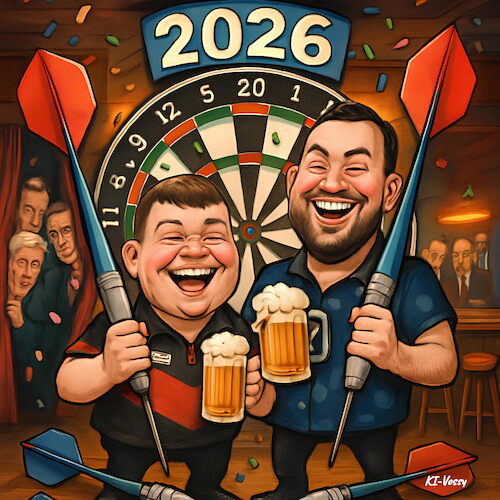 Cartoon: 180 (medium) by KI-Vossy tagged ally,pally,littler,humphries,pdc,dart,darts,weltmeisterschaft,worldchampionship,alexandra,pallace,london,board,180,bouncer,happy,new,year,2026,average,scoring,bogey,wm,ally,pally,littler,humphries,pdc,dart,darts,weltmeisterschaft,worldchampionship,alexandra,pallace,london,board,180,bouncer,happy,new,year,2026,average,scoring,bogey,wm