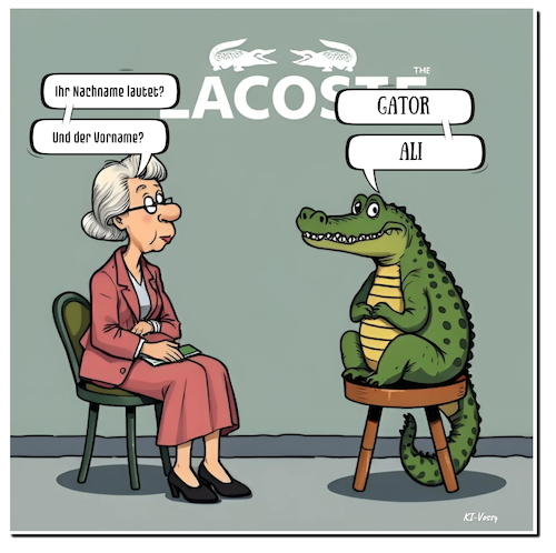 Cartoon: Der Kroko Deal (medium) by A Human tagged lacoste,krokodil,aligator,comic,cartoon,bilderwitz,lacoste,krokodil,aligator,comic,cartoon,bilderwitz