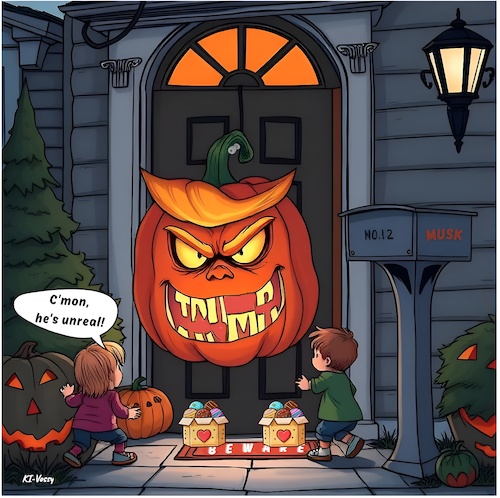 Elons Revenge (medium) Cartoon: Elons Revenge (medium) by A Human tagged elon,musk,tesla,potus,halloween,pumkin,pumkins,usa,america,american,republican,republicans,eve,dead,deads,celebrate,celebrations,celebration,sweet,sweets,kürbis,kürbisse,elon,musk,tesla,potus,halloween,pumpkin,pumpkins,usa,america,american,republican,republicans,eve,dead,deads,celebrate,celebrations,celebration,sweet,sweets