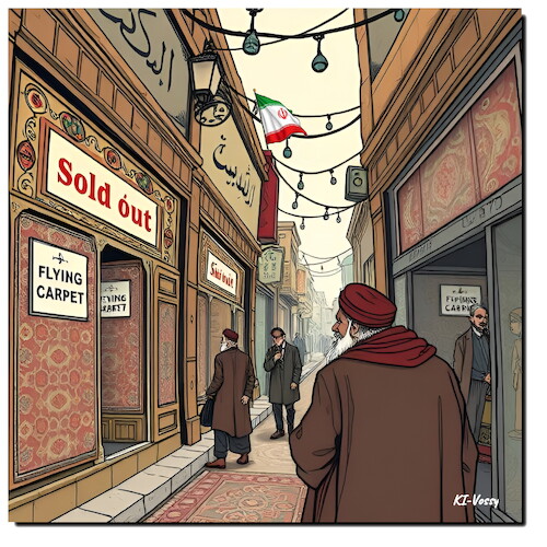 Cartoon: Flucht aus Teheran (medium) by A Human tagged teheran,iran,krieg,flüchtlinge,mullahs,regime,spd,spione,teppich,teheran,iran,krieg,flüchtlinge,mullahs,regime,spd,spione,teppich
