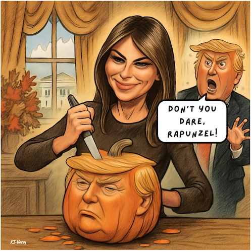 Cartoon: Melanias Revenge (medium) by A Human tagged melania,donald,trump,flotus,potus,halloween,pumpkin,pumpkins,white,house,washington,usa,america,american,republican,republicans,eve,dead,deads,celebrate,celebrations,rapunzel,melania,donald,trump,flotus,potus,halloween,pumpkin,pumpkins,white,house,washington,usa,america,american,republican,republicans,eve,dead,deads,celebrate,celbrations