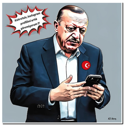 Cartoon: Wenn schon denn schon (medium) by A Human tagged türkei,instagram,erdogan,sperre,netzwerk,schon