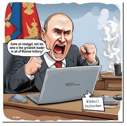 Cartoon: Putinismus (medium) by A Human tagged putin,propagand,fakenews,chatgpt,perplexity,newsguard,ki,ai,google,grok,copilot,pravda,llm,grooming,studie,study,putin,propagand,fakenews,chatgpt,perplexity,newsguard,ki,ai,google,grok,copilot,pravda,llm,grooming,studie,study