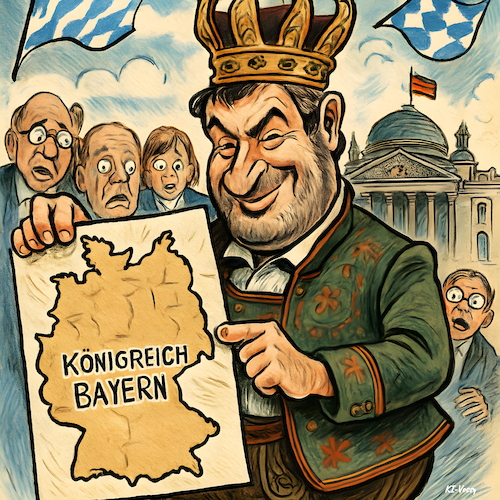 Cartoon: Söders Geheimplan (medium) by KI-Vossy tagged bayern,deutschland,söder,bundesländer,königreich,steuern,bundestag,regierung,bundesregierung,volksentscheid,ministerpräsident,gesetz,einwohner,bayern,deutschland,söder,bundesländer,königreich,steuern,bundestag,regierung,bundesregierung,volksentscheid,ministerpräsident,gesetz,einwohner