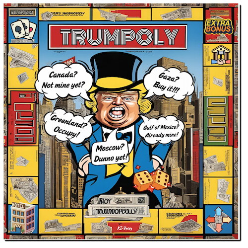 Cartoon: TRUMPOLY (medium) by A Human tagged trump,usa,greenland,grönland,gaza,canada,kanada,price,preis,panama,monopoly,boardgame,brettspiele,moskau,moscow,bankruptcy,insolvenz,trump,usa,greenland,grönland,gaza,canada,kanada,price,preis,panama,monopoly,boardgame,brettspiele,moskau,moscow