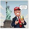 Cartoon: Best buddies (small) by A Human tagged trump,infantino,usa,mexico,mexiko,kanada,canada,zurich,zürich,schweiz,switzerlan,fifa,sport,politics,politik,libertystatue,freiheitsstatue,maga,2026,pokal,cup,soccer,football,wm,worldcup