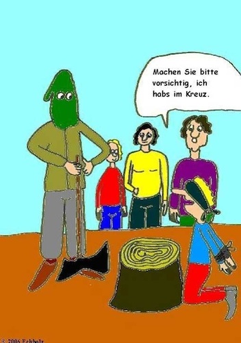 Cartoon: Der letzte Wunsch... (medium) by Kruscha1978 tagged richter,henker,schmerzen,rückenschmerzen,todesstrafe,scharfrichter,männer