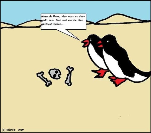 Cartoon: Glatt... (medium) by Kruscha1978 tagged glatt,glatteis,wüste,pinguine