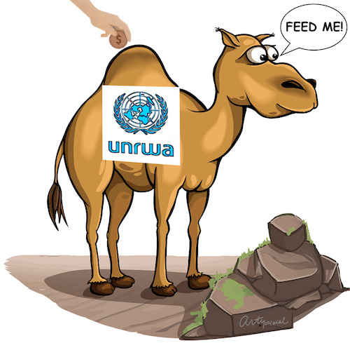 Cartoon: Feed Me (medium) by ArtyFicial tagged unrwa,insolvency,crash,gaza,israel