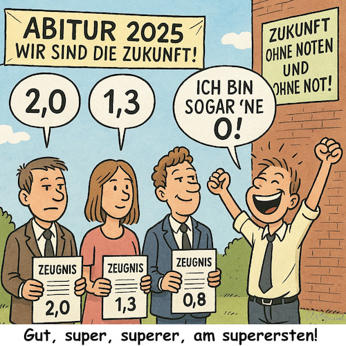 Cartoon: Noteninflation (medium) by ArtyFicial tagged schule,schulnoten,noten,abitur,noteninflation,linke,notenabschaffung