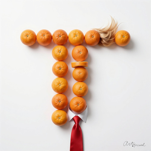 Cartoon: Orangenhaut (medium) by ArtyFicial tagged orange,orangenhaut,trump,elemente,ikone,icon,logo,merkmale,charakteristik,charakter,wiedererkennung