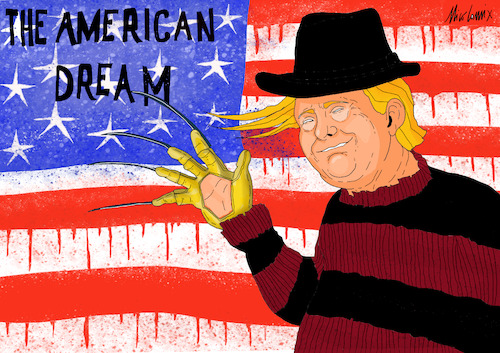 Cartoon: the american dream (medium) by Nicocomix tagged america,usa,trump,american,dream,nightmare,duties,taxes