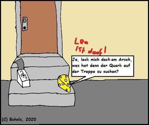 Cartoon: Quark auf der Treppe... (medium) by Hobbyzeichner tagged quark,treppe,quatsch,unsinn,blödsinn