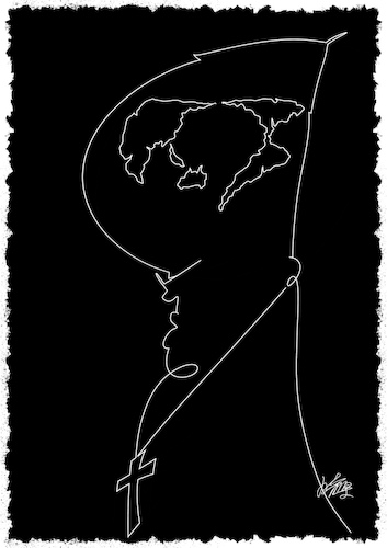 Cartoon: Pope Francis (medium) by YL tagged pope,church,cross,charity