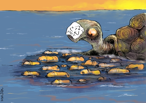 Cartoon: Limpiando el planeta (medium) by Mongo tagged mar
