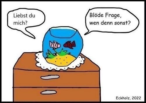 Cartoon: Wen denn sonst? (medium) by Schmierfink tagged fische,aquarium,ängste,sorgen,liebe