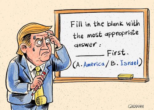 Cartoon: Who is the First Trump? (medium) by Ahmad Qaddura tagged trump