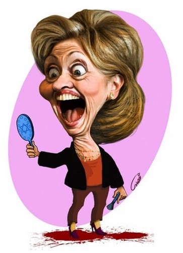 Cartoon: Hillary Clinton (medium) by abbas goodarzi tagged laughter,mirror,crimes,blood,america,clinton,hillary