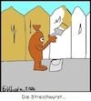 Cartoon: Die Streichwurst... (small) by Spacko tagged sinnbild,allegorie,streichwurst,farbe,streichen,zaun,sprache