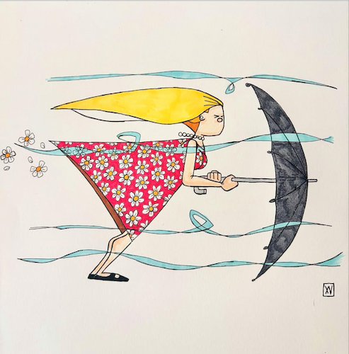 Cartoon: Windy (medium) by Xisto Ventura tagged dress,girl,wind
