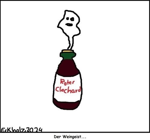 Cartoon: Der Weingeist... (medium) by Kritzeltonne tagged weingeist,wein,geist,alkohol,traube,sprache,sucht,drogen,rausch,allegorie
