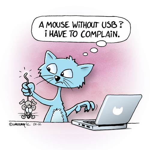 Cartoon: crazy computer cat (medium) by Rovey tagged katze,cat,computer,laptop,notebook,maus,mouse,usb,technik,schnittstelle,interface,tiere,reklamation,beschwerde,complain,kunde,customer,katze,cat,computer,laptop,notebook,maus,mouse,usb,technik,schnittstelle,interface,tiere,reklamation,beschwerde,complain,kunde,customer