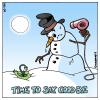 Cartoon: time to say good by (small) by Rovey tagged snowman,schneemann,winter,frühling,spring,blume,schneeglöckchen,flower,fön,hairdryer,sonne,sun,schmelzen,melting