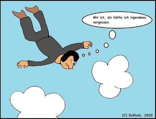 Cartoon: Vergesslichkeit... (medium) by Kritzelklops tagged verhängnis,vergesslichkeit,absturz,mann,psychologie,unfall
