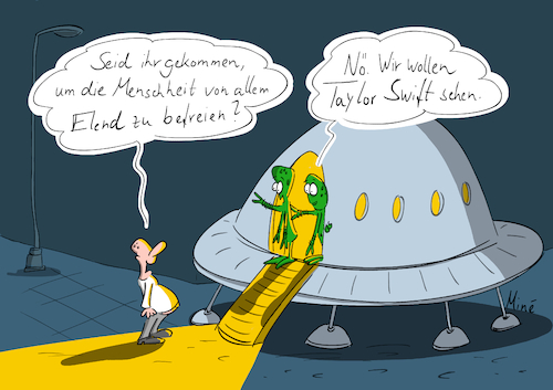 Cartoon: Aliens (medium) by MineCartoons tagged alien,taylor,swift,swifties,ausserirdische,untergang,egoismus,elend,menschheit
