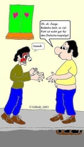 Cartoon: Cholesterin... (medium) by Stiftquäler78 tagged cholesterin,zombie,ernährung,fettleibigkeit,adipositas,übergwicht,gesundheit,mann
