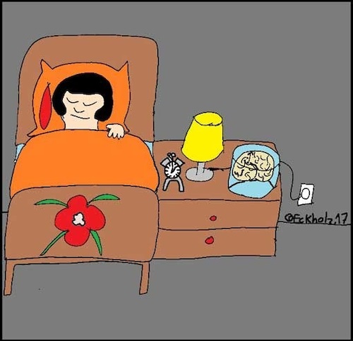 Cartoon: Nachts... (medium) by Stiftquäler78 tagged nachts,gehirn,dunkelheit,schlafen